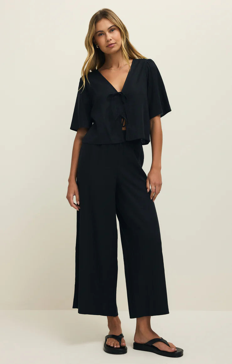La Belle Linen Top - Black