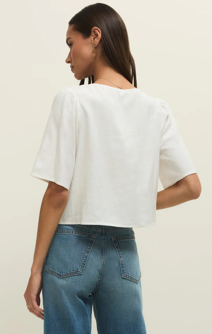 La Belle Linen Top - White
