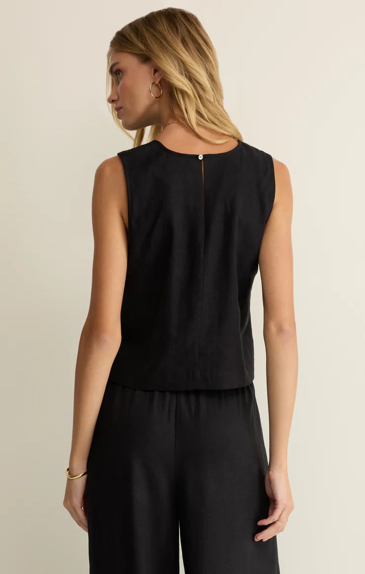 Sloane Linen Top - Black