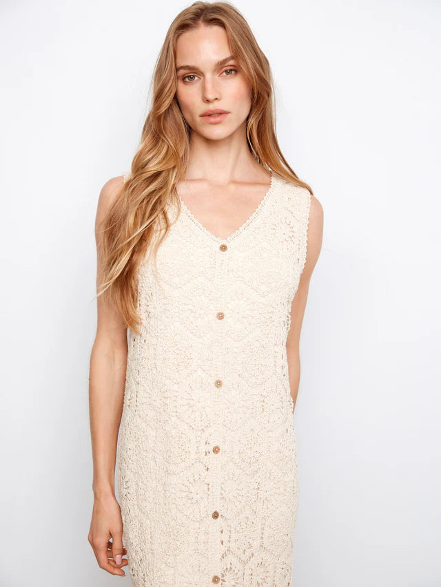 Crochet Sleevless Midi Dress