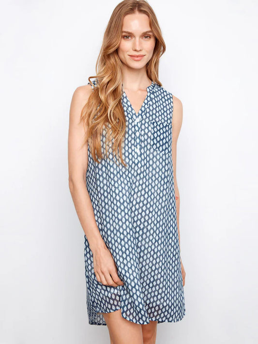 Henley Sleeveless Dress-Mini