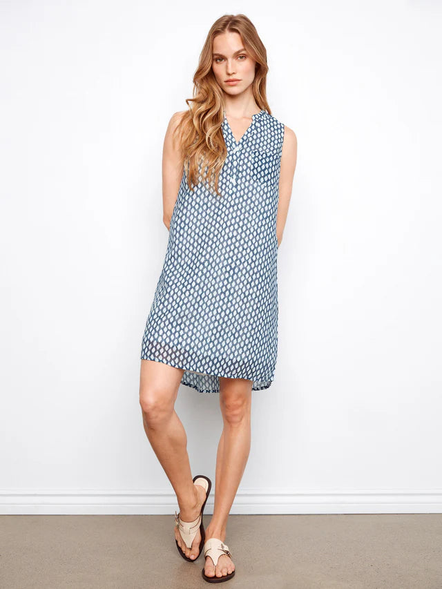 Henley Sleeveless Dress-Mini