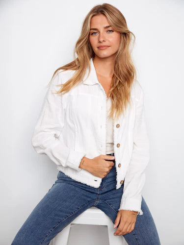 Linen Jacket with Frayed Hem