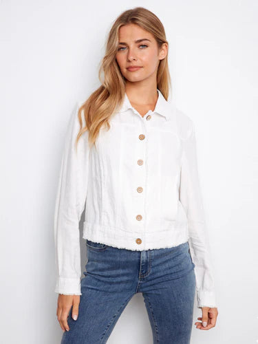 Linen Jacket with Frayed Hem