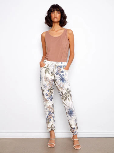 Printed Crinkle Jogger Pants - Hawaii