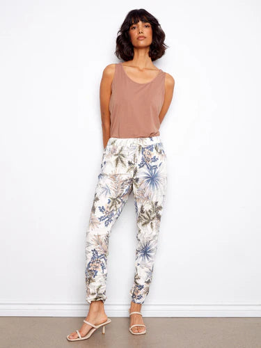 Printed Crinkle Jogger Pants - Hawaii