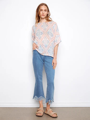 Printed Dolman Cotton Blouse - Trellis