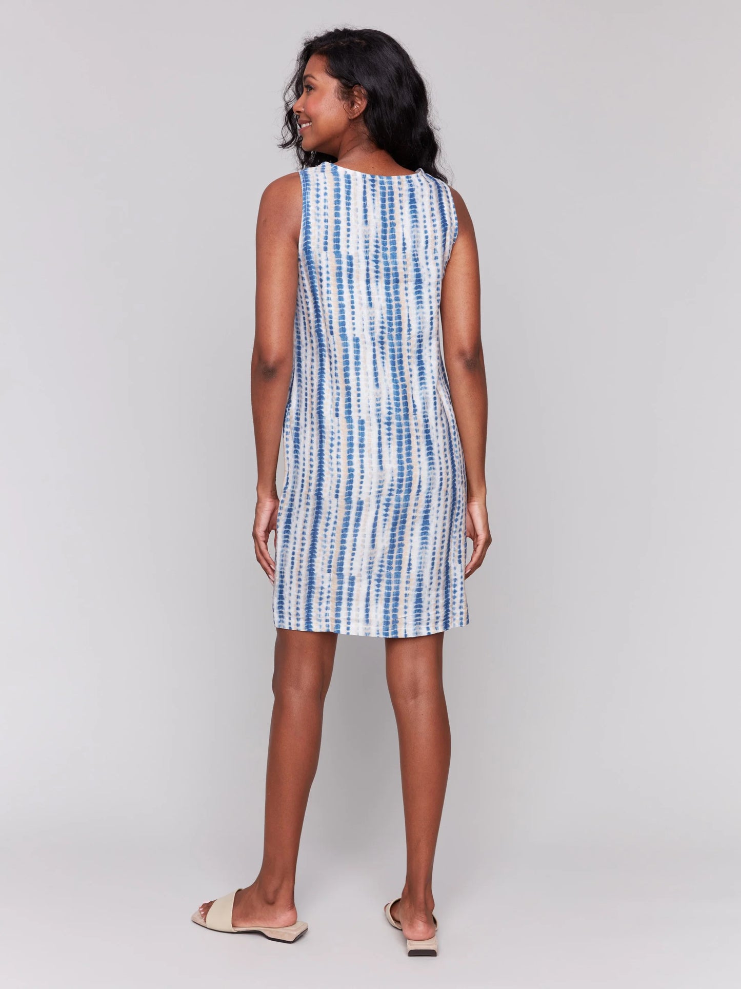 Printed Sleeveless Linen Blend Dress
