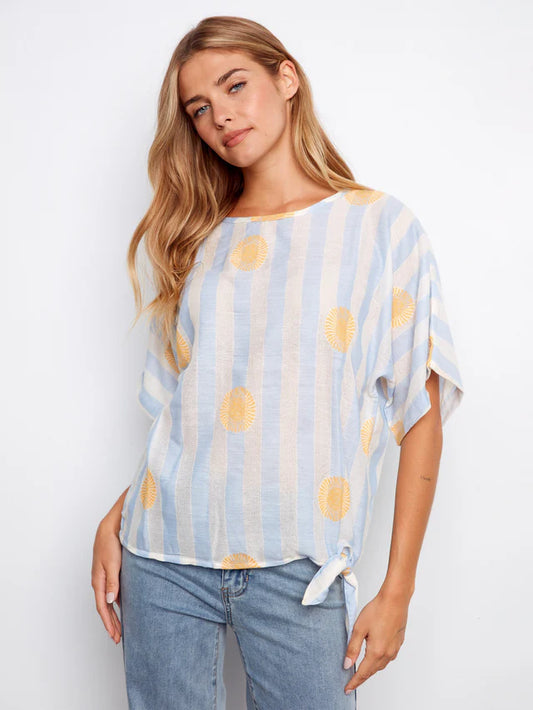 Printed  Blouse With Side Tie - Sunrise