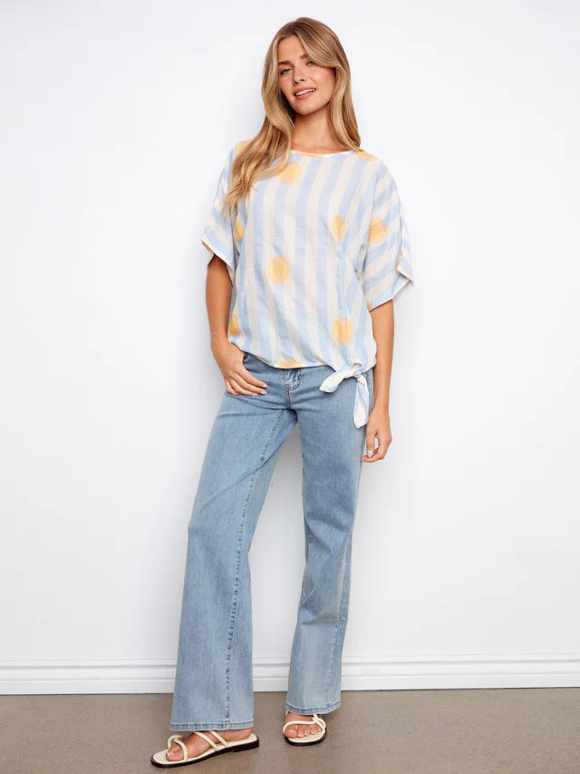Printed  Blouse With Side Tie - Sunrise