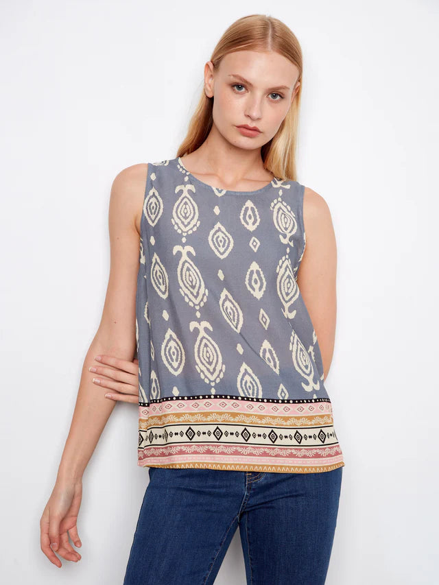Printed Sleeveless Top - Mural