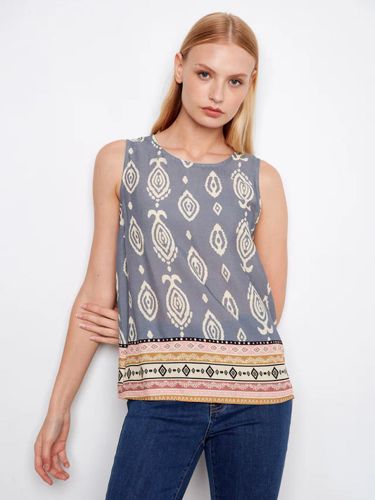 Printed Sleeveless Top - Mural