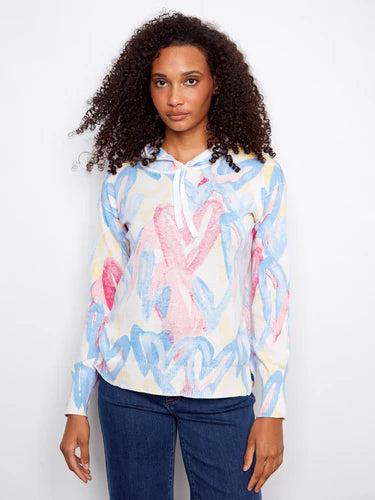 Reverse Print Hoodie Sweater - Rainbow