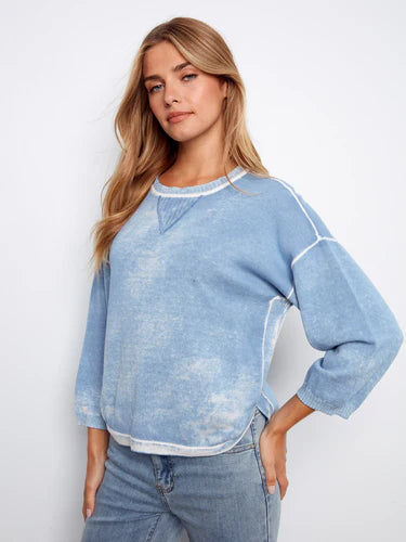 Rounded Hem Cotton Sweater