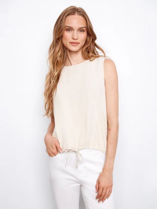 Sleeveless Top with Drawcord at Hem