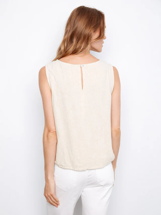 Sleeveless Top with Drawcord at Hem