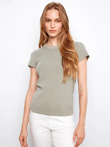 Tencel Ribbed Crew Neck T-Shirt - Sage