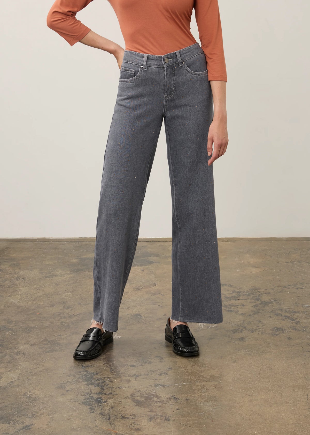 Christina Wide Leg Denim - Charcoal