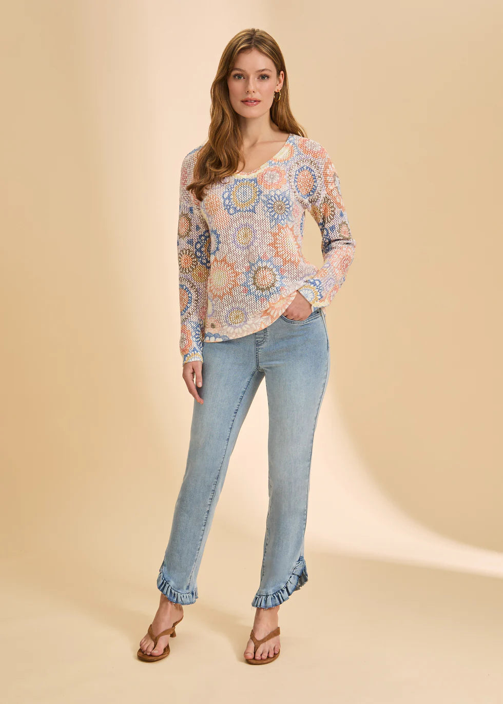 V-Neck Printed Sweater, Dream Catcher