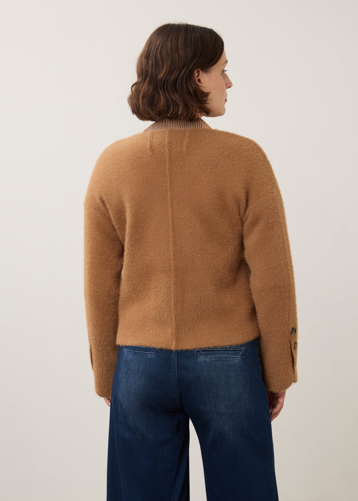 Collarless Knit Jacket