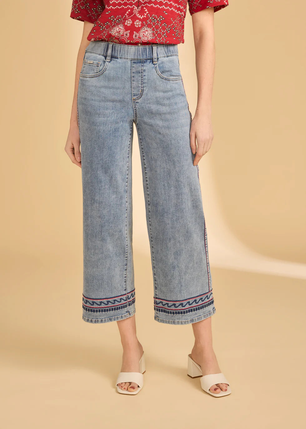 Pull-On Wide Crop Denim