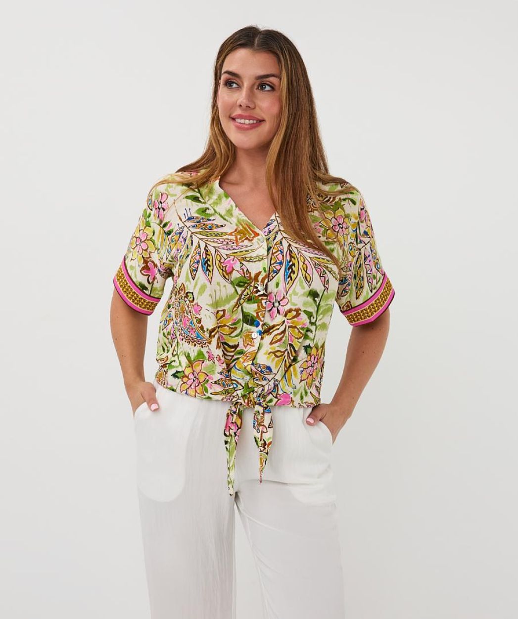 Blouse Knot Jungle Print
