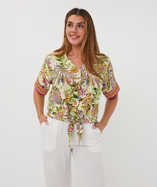 Blouse Knot Jungle Print
