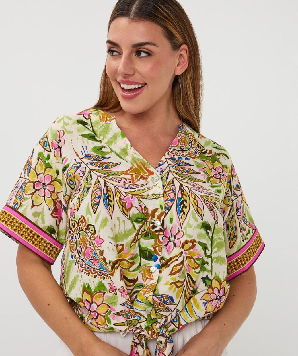 Blouse Knot Jungle Print