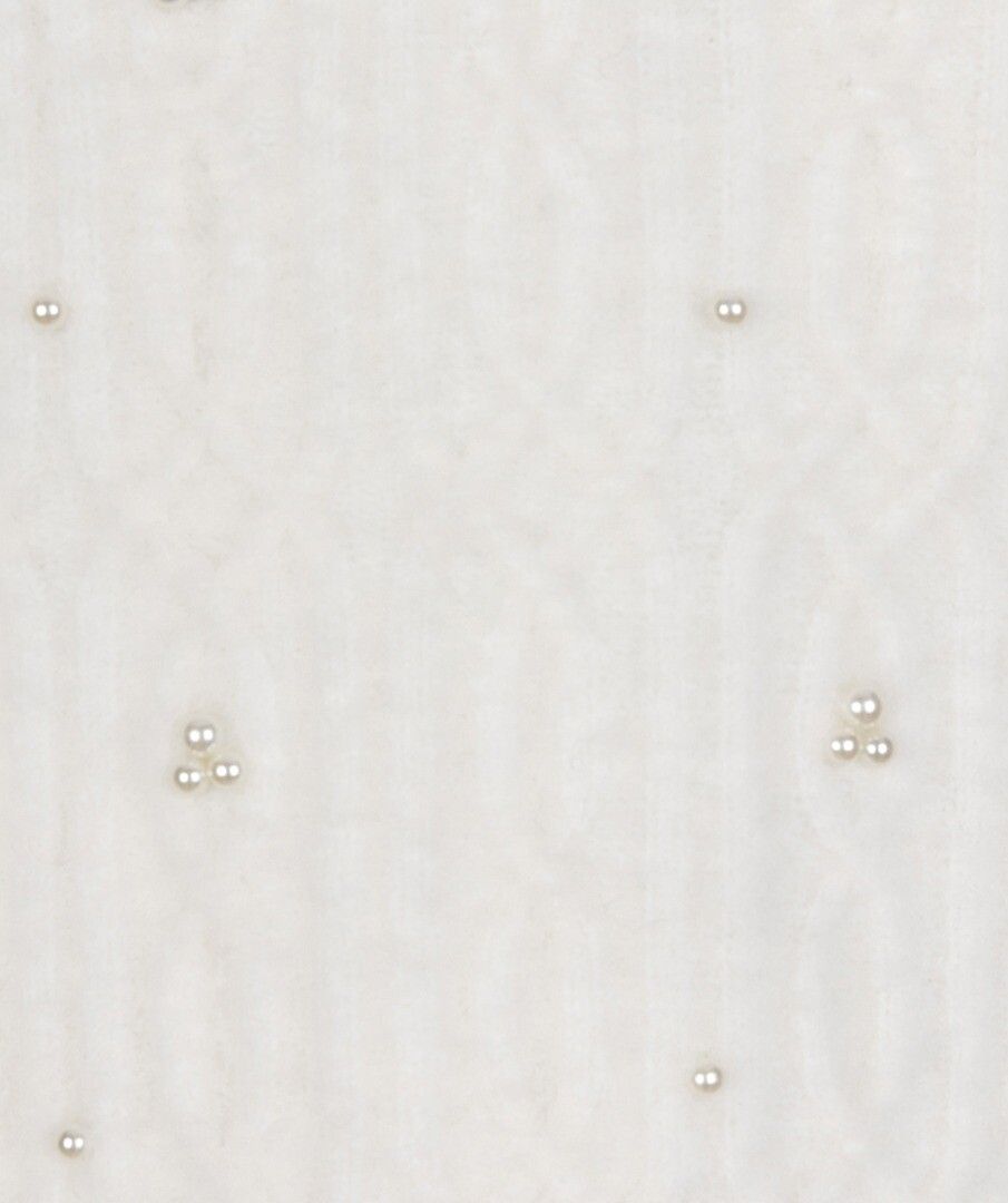 Cable Sweater Pearls Short Sleeves