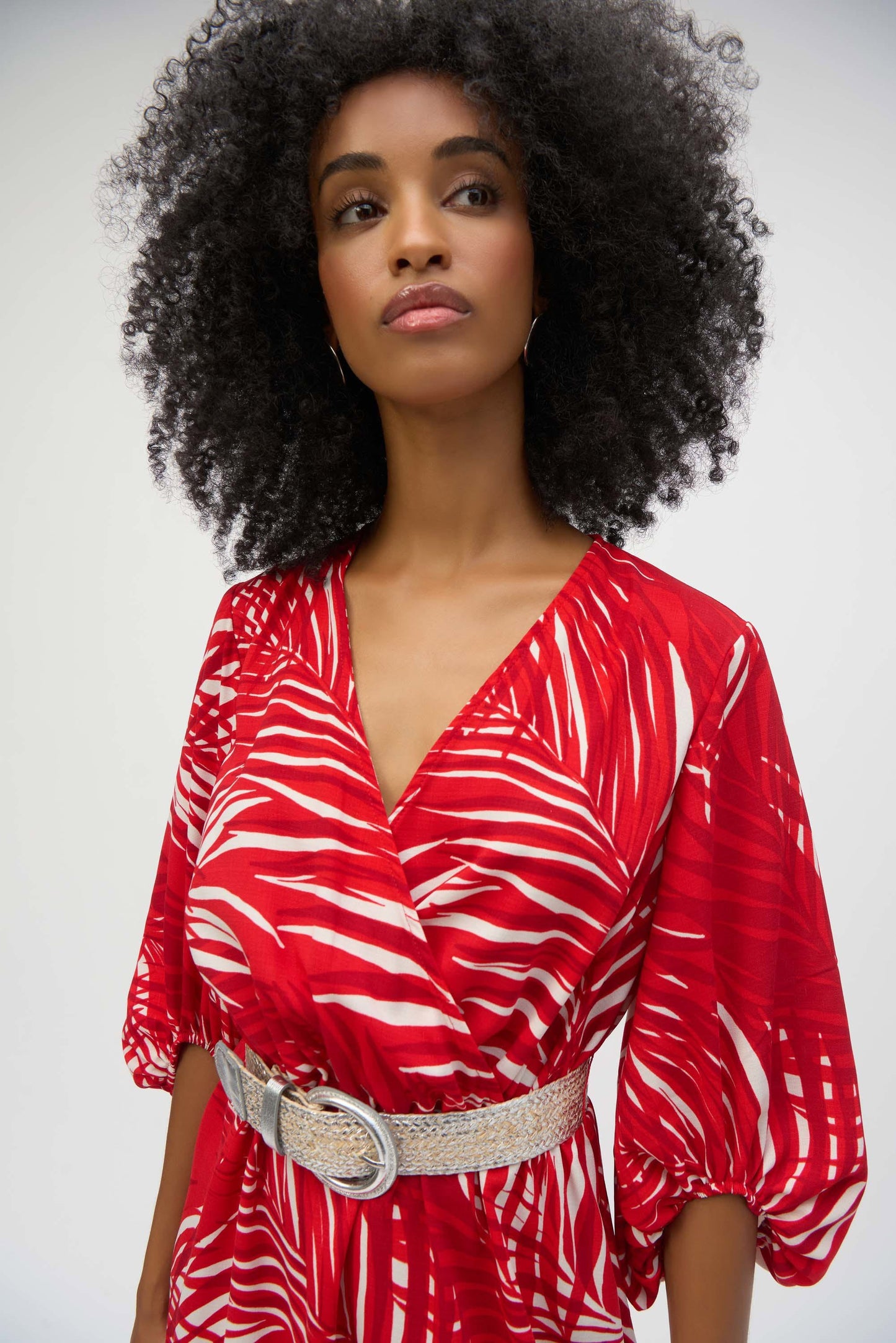 Gauze Tropical Print Flounced Dress