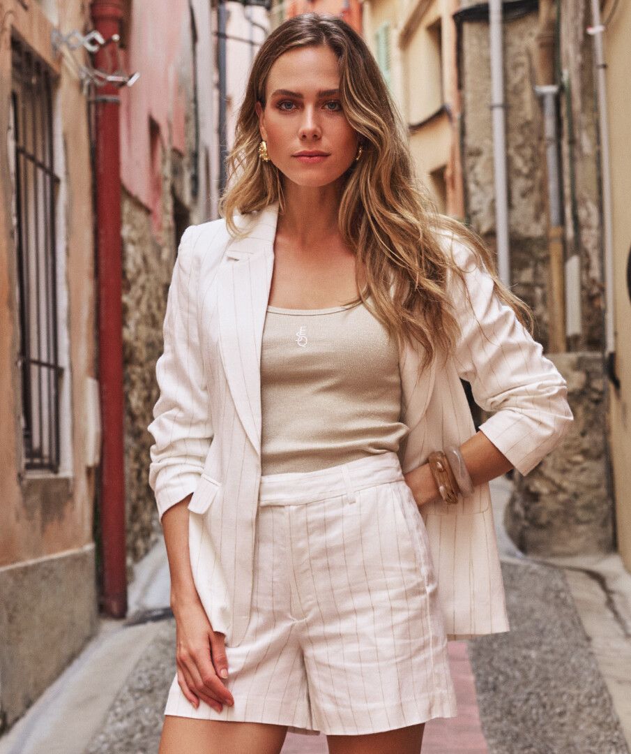 Linen Blazer Striped