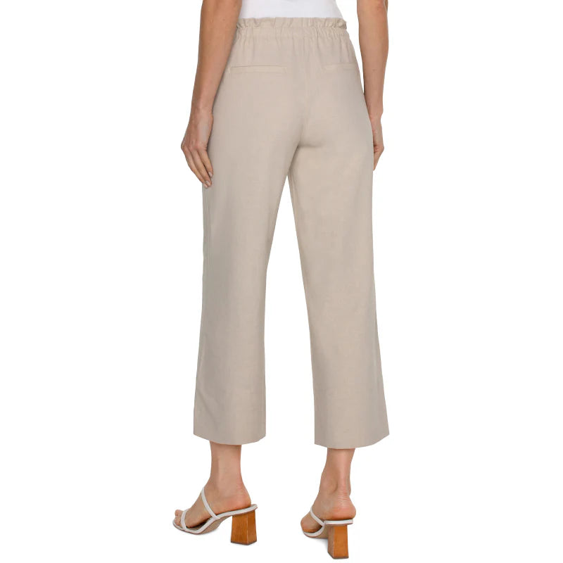 Pull On Tie Waist Wide Leg Ankle