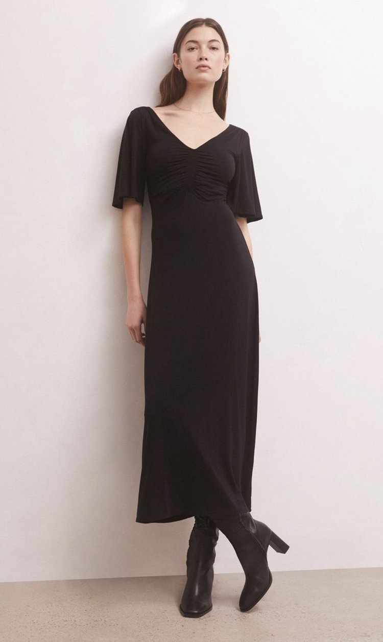 Kara Flutter Sleeve Midi Dress