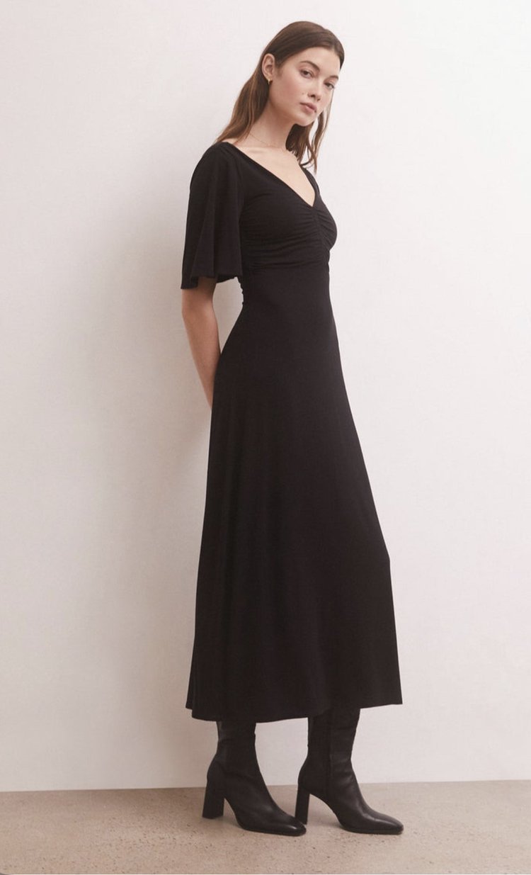 Kara Flutter Sleeve Midi Dress