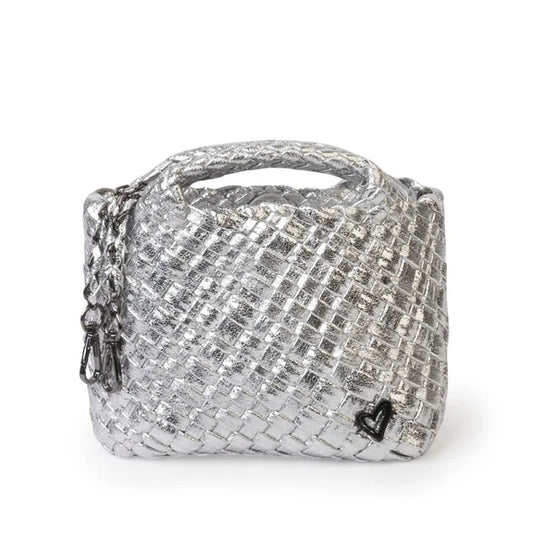 Tiny Woven Tote Silver