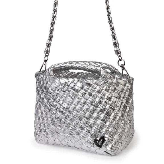 Tiny Woven Tote Silver