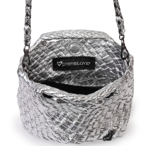 Tiny Woven Tote Silver
