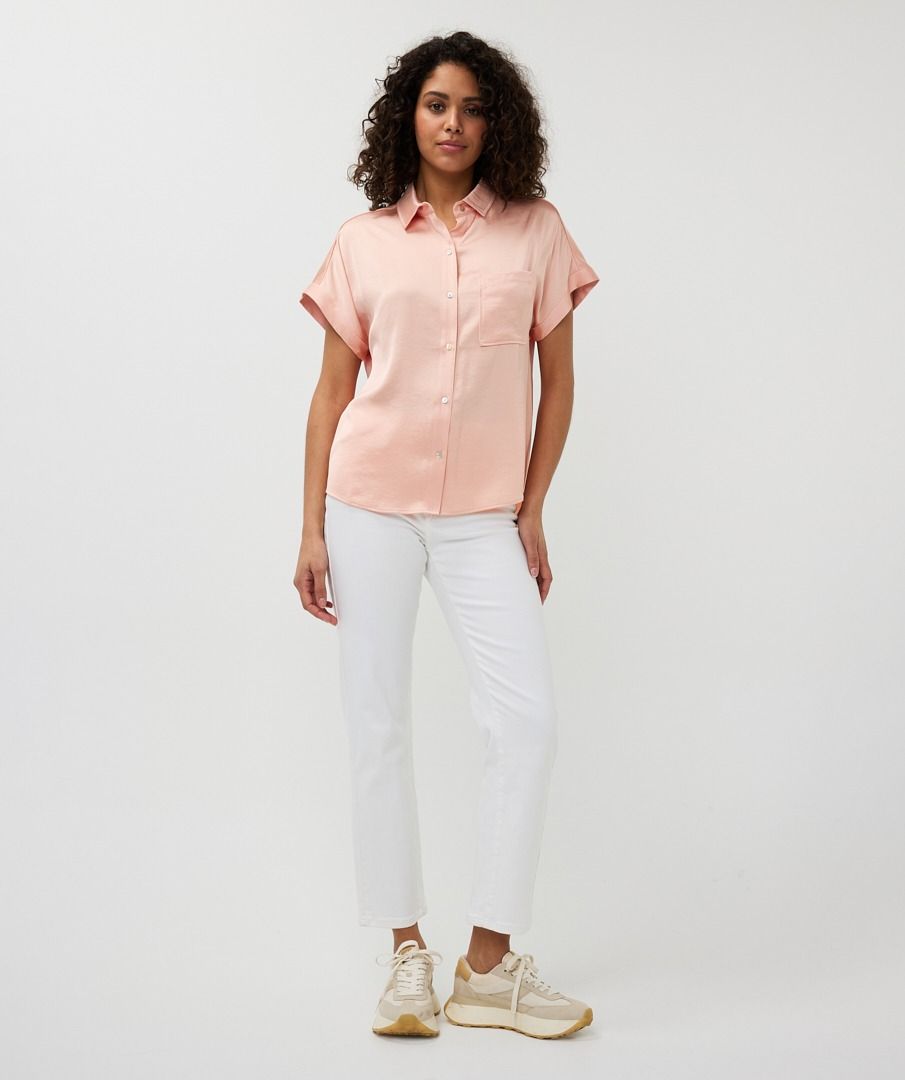 Satin Look Blouse Short Sleeve