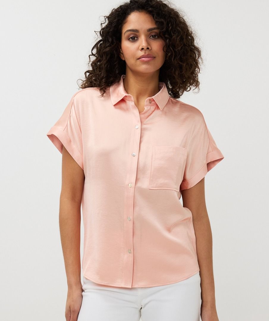 Satin Look Blouse Short Sleeve