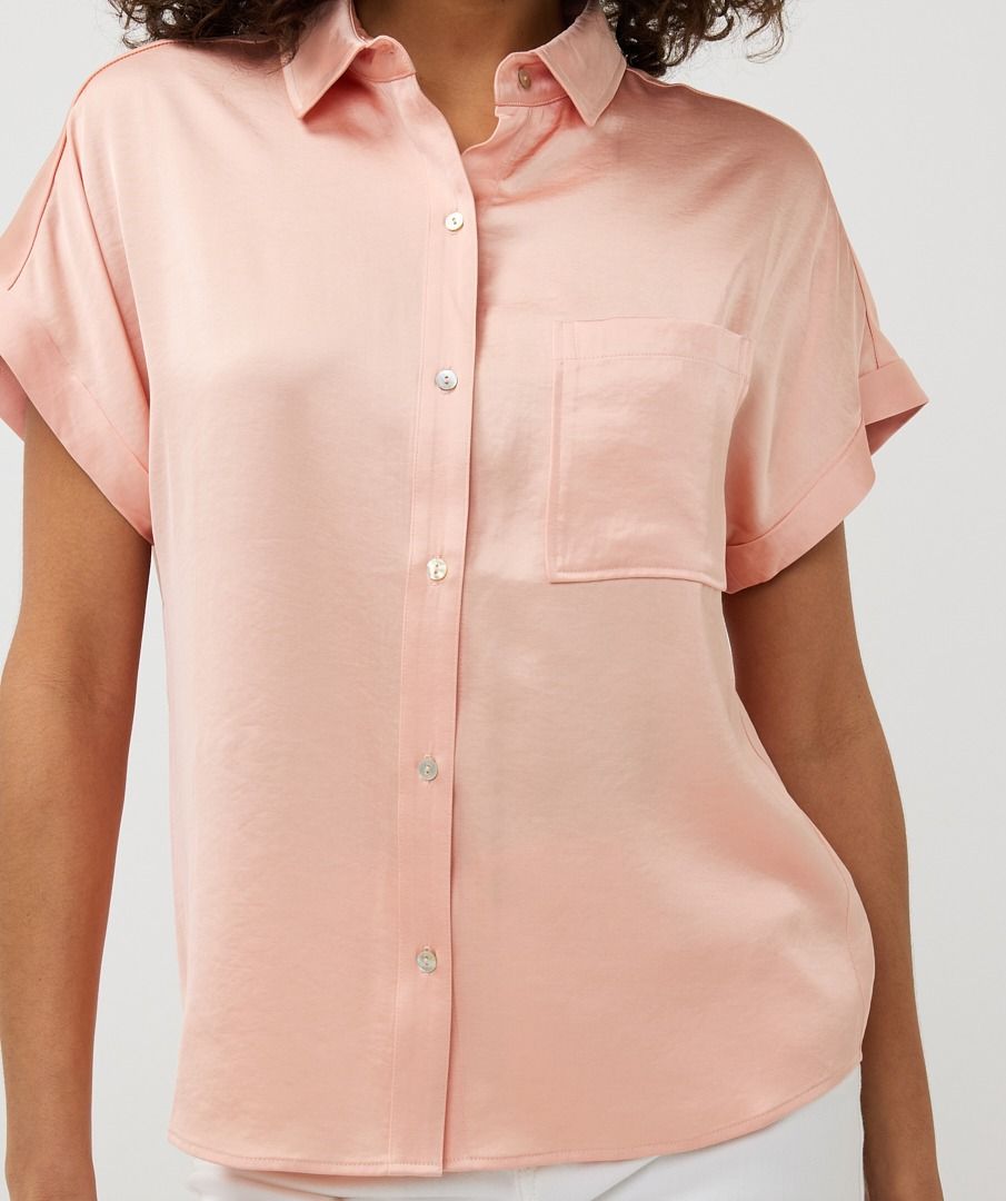 Satin Look Blouse Short Sleeve