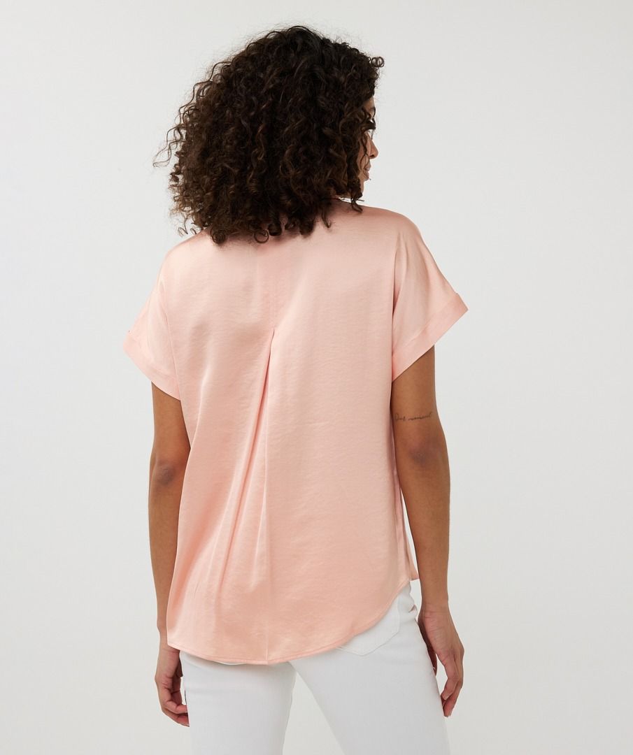 Satin Look Blouse Short Sleeve