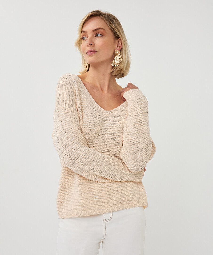 Tape Yarn V-Neck Sweater