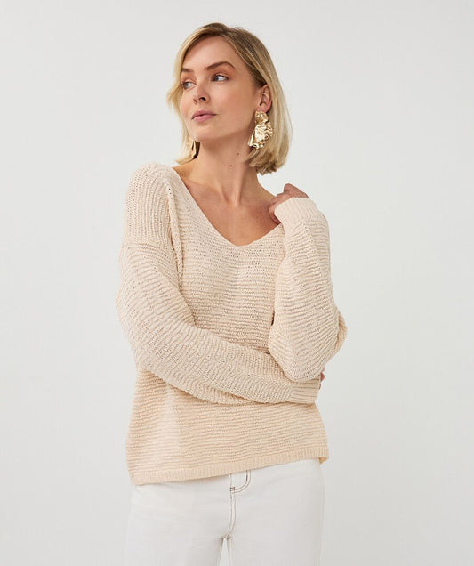Tape Yarn V-Neck Sweater