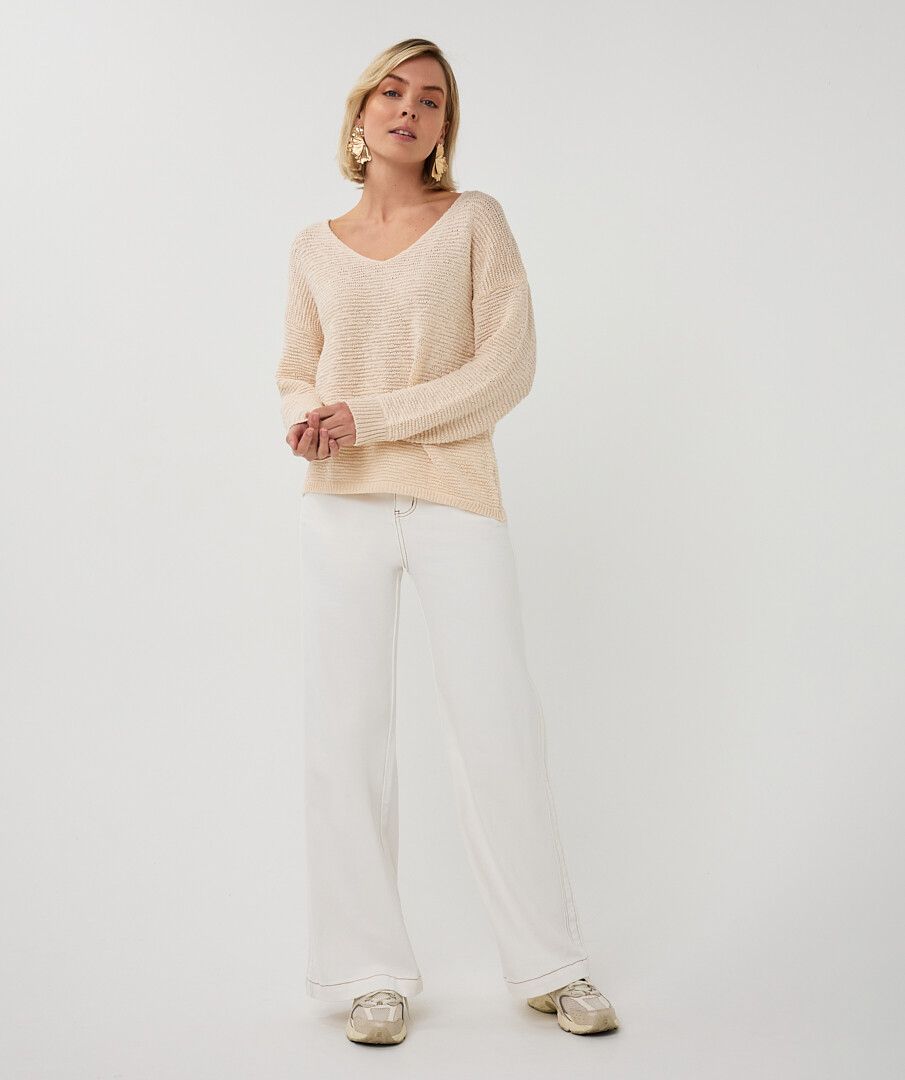 Tape Yarn V-Neck Sweater