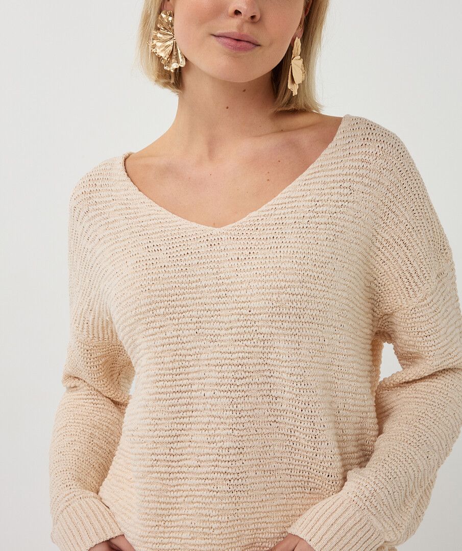 Tape Yarn V-Neck Sweater