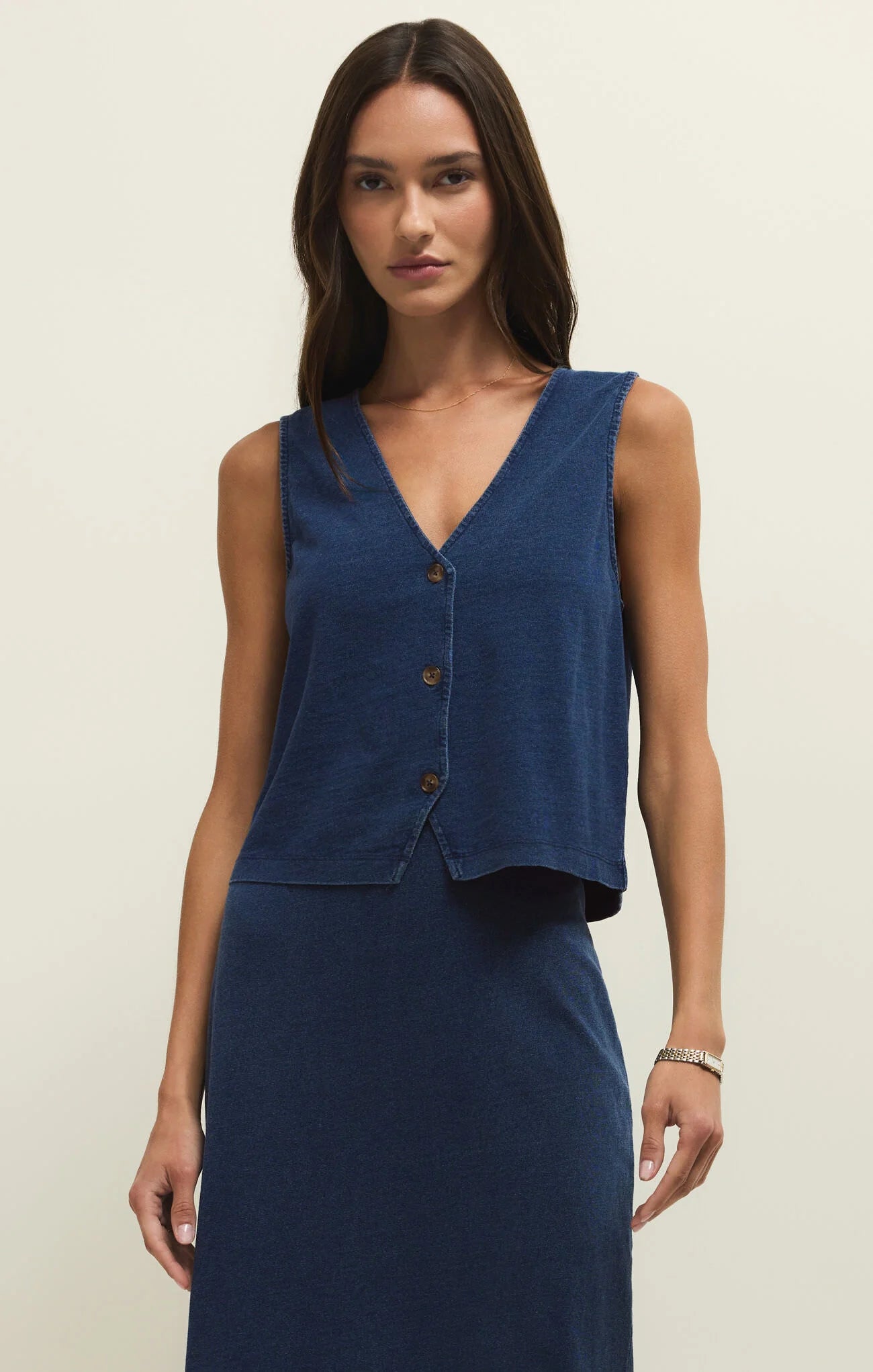 Noelle Jersey Denim Top