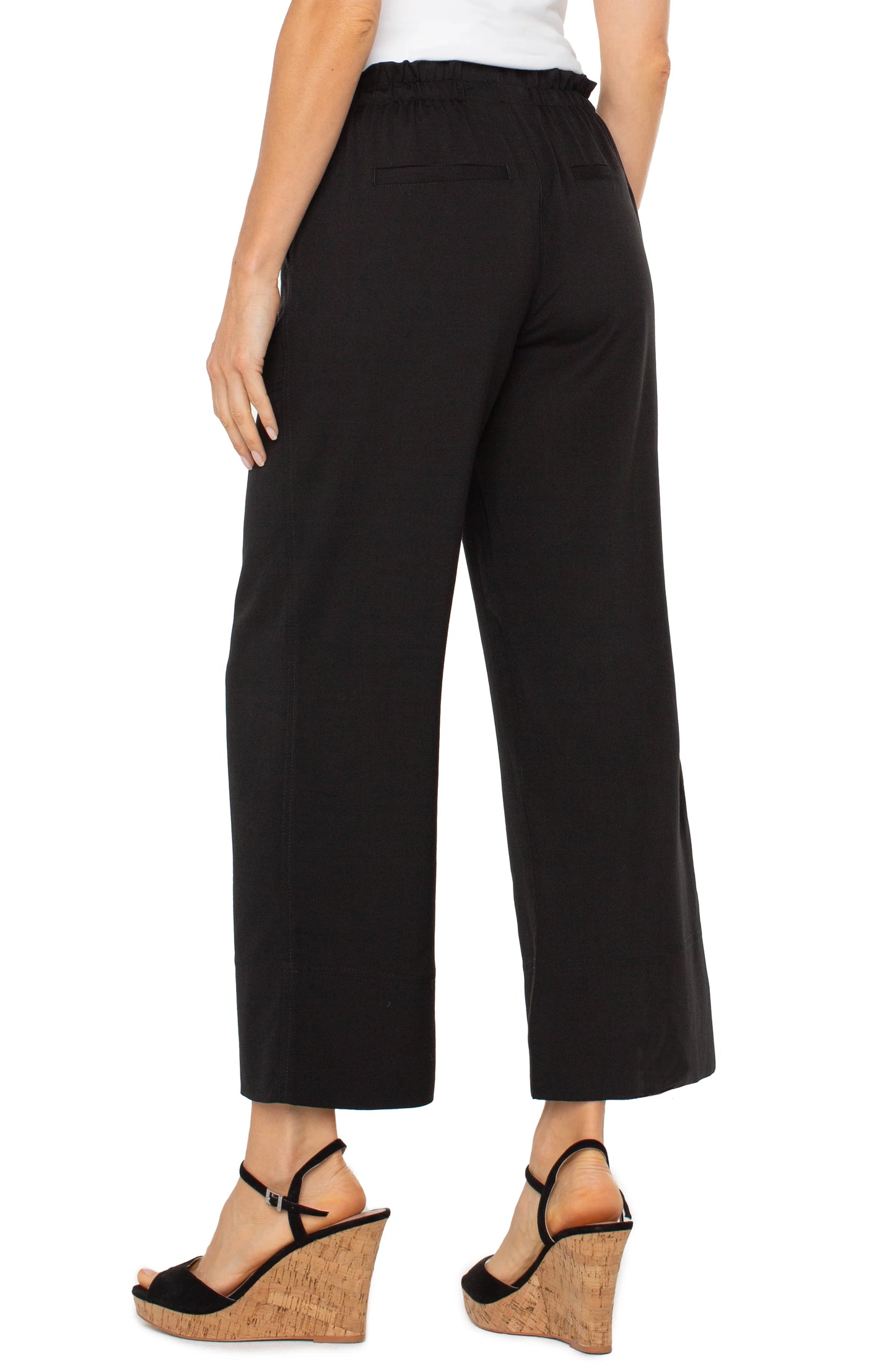 Pull On Tie Waist Wide Leg Ankle