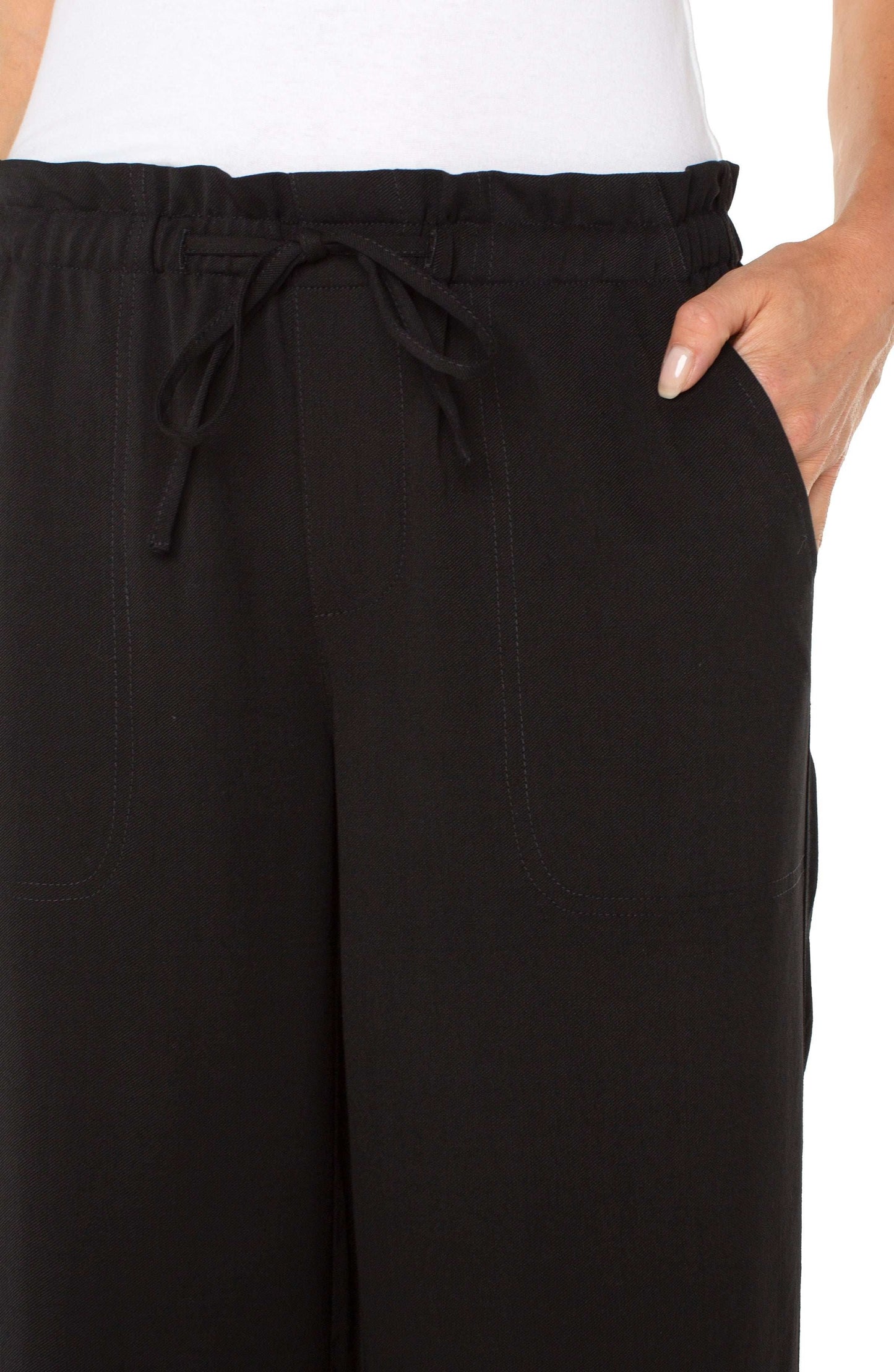 Pull On Tie Waist Wide Leg Ankle